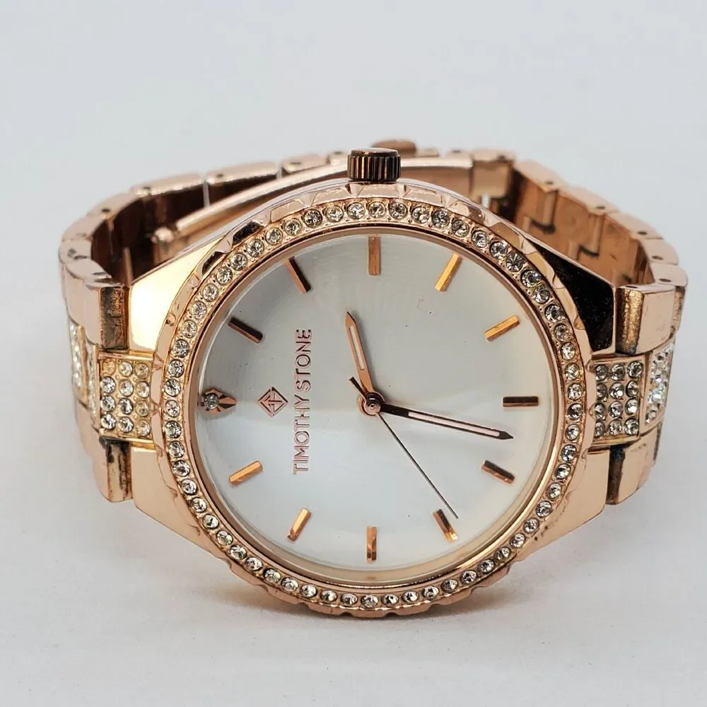 Timothy Stone Women's Watch 38MM White‎ Dial Rose Gold Bracelet 6